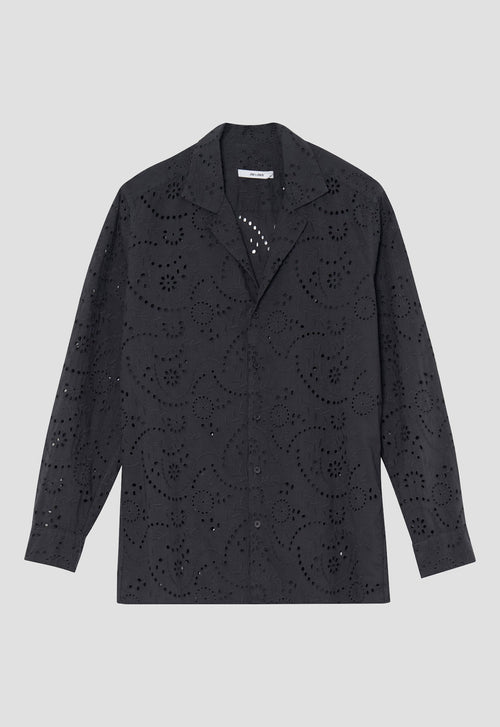 Jac+Jack Baro Cotton Embroidered Shirt - Black